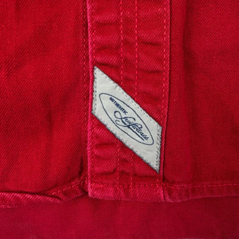 Levi's L Red Cotton Twill Button Down Shirt Long Sleeve Workwear Casual VTG